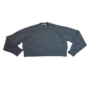 ZARA Crewneck Textured Knit Cropped Sweater Size Small Cozy Preppy Minimalist